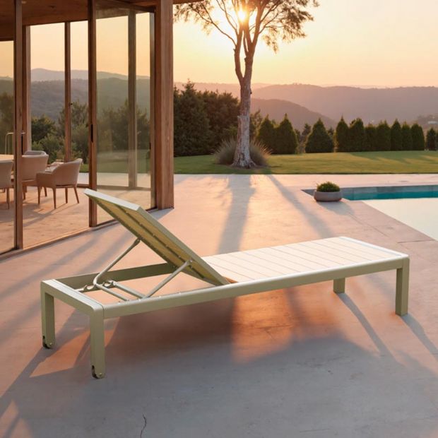 Aluminum Plastic-wood Adjustable Lounge Chair with wheels - 11D14G