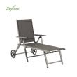 Aluminum Textilene Lounge Chair with Wheels and Pillow - 11D14K
