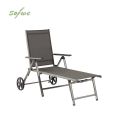 Aluminum Textilene Lounge Chair with Wheels and Pillow - 11D14K