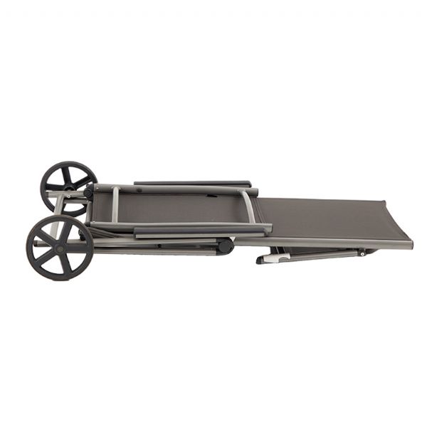 Aluminum Textilene Lounge Chair with Wheels and Pillow - 11D14K