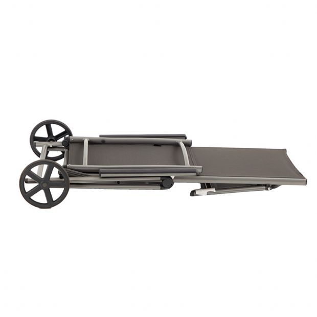 Aluminum Textilene Lounge Chair with Wheels and Pillow - 11D14K