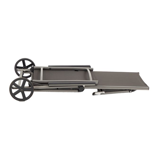 Aluminum Textilene Lounge Chair with Wheels and Pillow - 11D14K