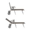 Aluminum Textilene Lounge Chair with Wheels and Pillow - 11D14K