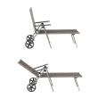 Aluminum Textilene Lounge Chair with Wheels and Pillow - 11D14K