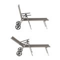 Aluminum Textilene Lounge Chair with Wheels and Pillow - 11D14K