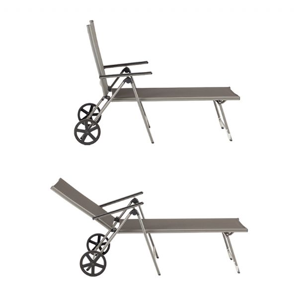 Aluminum Textilene Lounge Chair with Wheels and Pillow - 11D14K
