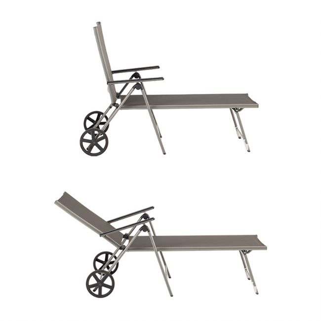 Aluminum Textilene Lounge Chair with Wheels and Pillow - 11D14K