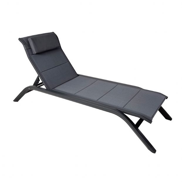 Adjustable Backrest Outdoor Sun Lounger with Aluminum Alloy Frame and Mesh Fabric - 11D25A