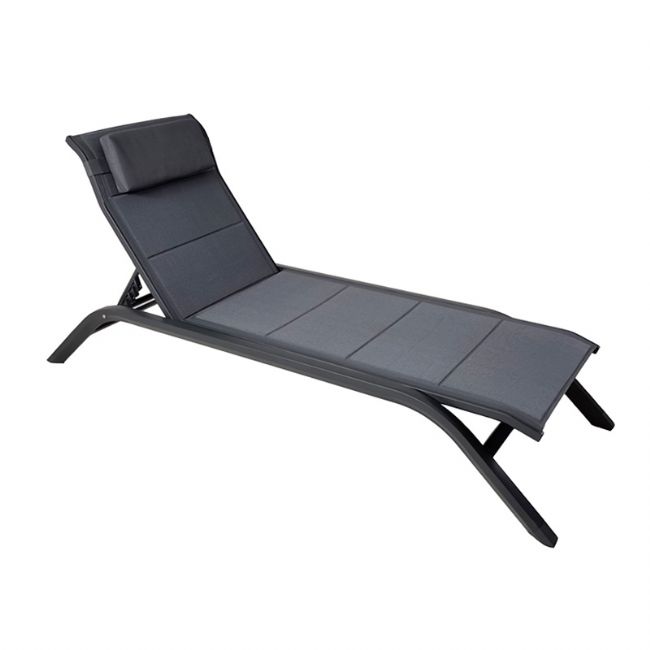 Adjustable Backrest Outdoor Sun Lounger with Aluminum Alloy Frame and Mesh Fabric - 11D25A
