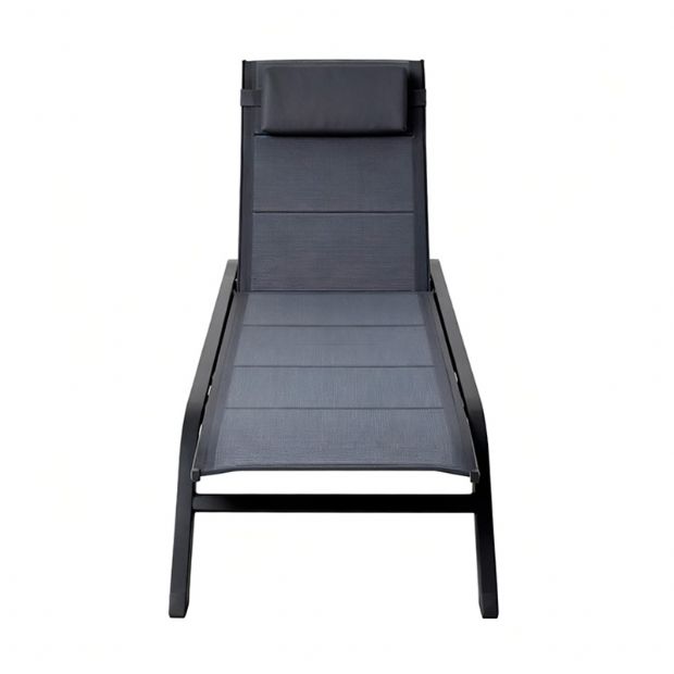 Adjustable Backrest Outdoor Sun Lounger with Aluminum Alloy Frame and Mesh Fabric - 11D25A