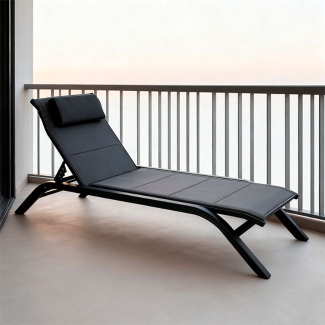 Adjustable Backrest Outdoor Sun Lounger with Aluminum Alloy Frame and Mesh Fabric - 11D25A