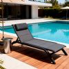Adjustable Backrest Outdoor Sun Lounger with Aluminum Alloy Frame and Mesh Fabric - 11D25A