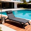 Adjustable Backrest Outdoor Sun Lounger with Aluminum Alloy Frame and Mesh Fabric - 11D25A
