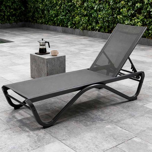 Outdoor Sun Lounger with W-Shaped Aluminum Base - 11D25B