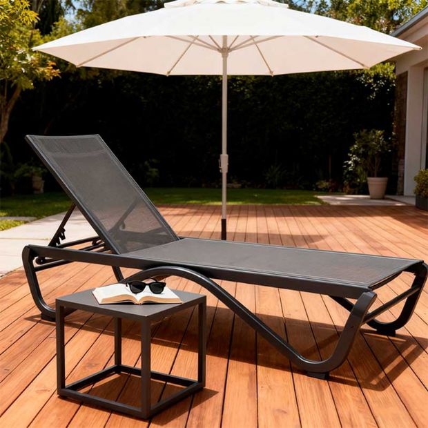 Outdoor Sun Lounger with W-Shaped Aluminum Base - 11D25B
