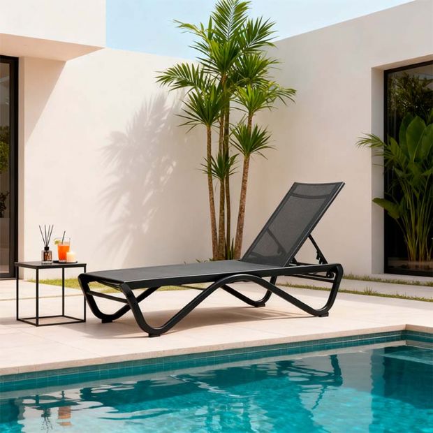Outdoor Sun Lounger with W-Shaped Aluminum Base - 11D25B