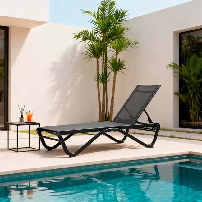 Outdoor Sun Lounger with W-Shaped Aluminum Base - 11D25B