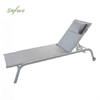 Aluminum Rolling Chaise Lounge Chair with Breathable Mesh...