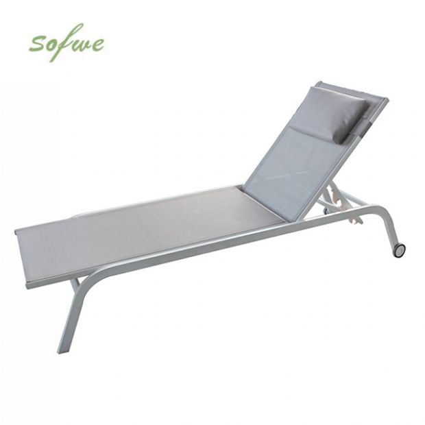 Aluminum Rolling Chaise Lounge Chair with Breathable Mesh Seat - 11D25C