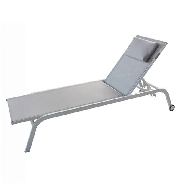 Aluminum Rolling Chaise Lounge Chair with Breathable Mesh Seat - 11D25C