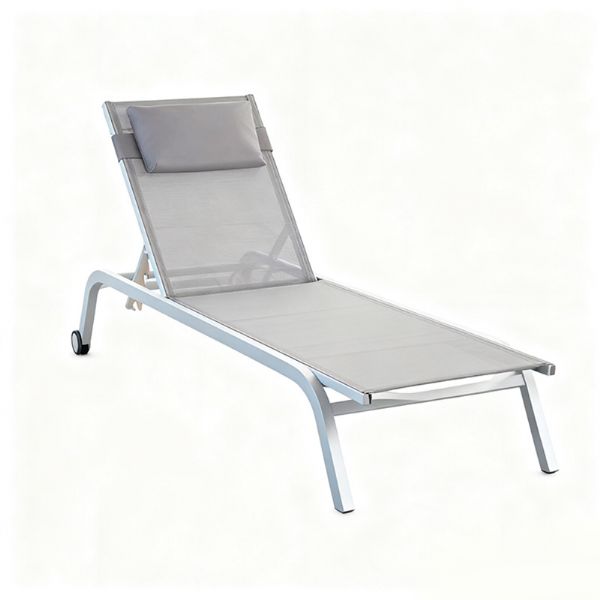 Aluminum Rolling Chaise Lounge Chair with Breathable Mesh Seat - 11D25C