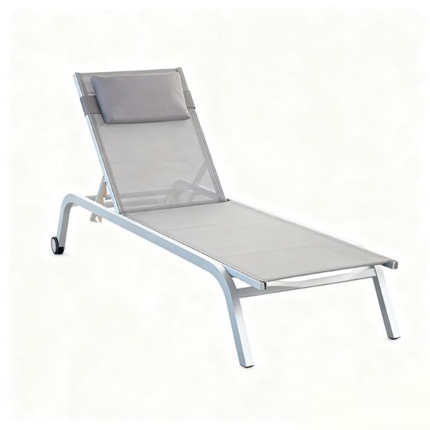 Aluminum Rolling Chaise Lounge Chair with Breathable Mesh Seat - 11D25C