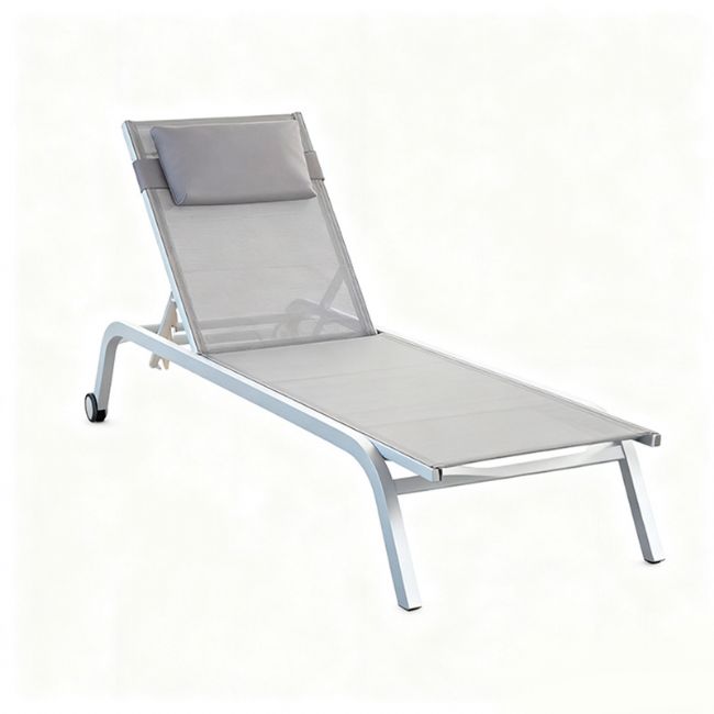Aluminum Rolling Chaise Lounge Chair with Breathable Mesh Seat - 11D25C