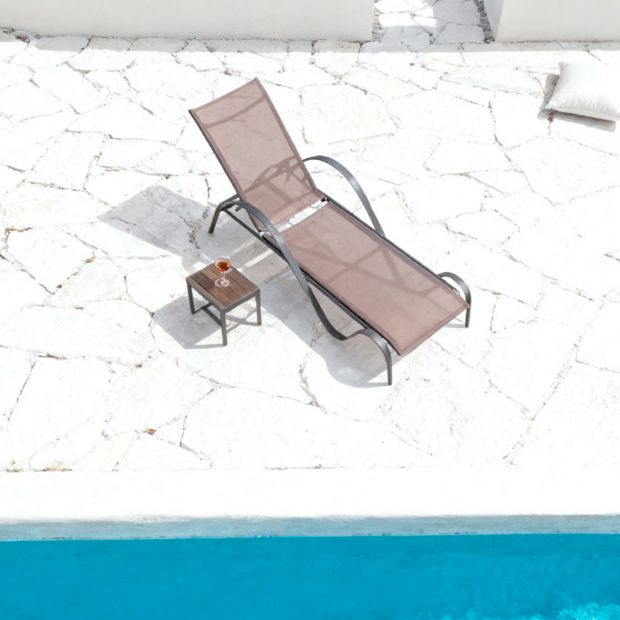 Outdoor Sun Lounger with Curved Armrests - 11D25E