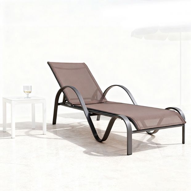 Outdoor Sun Lounger with Curved Armrests - 11D25E