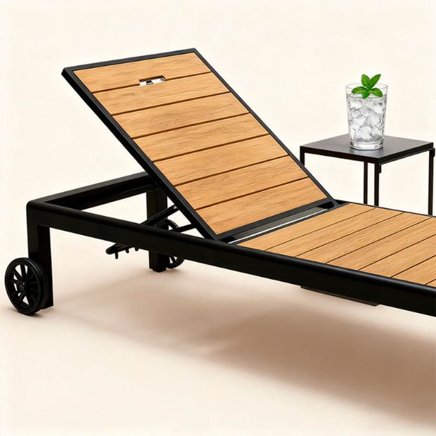 Aluminum Frame WPC Outdoor Sun Lounger - 11D25G
