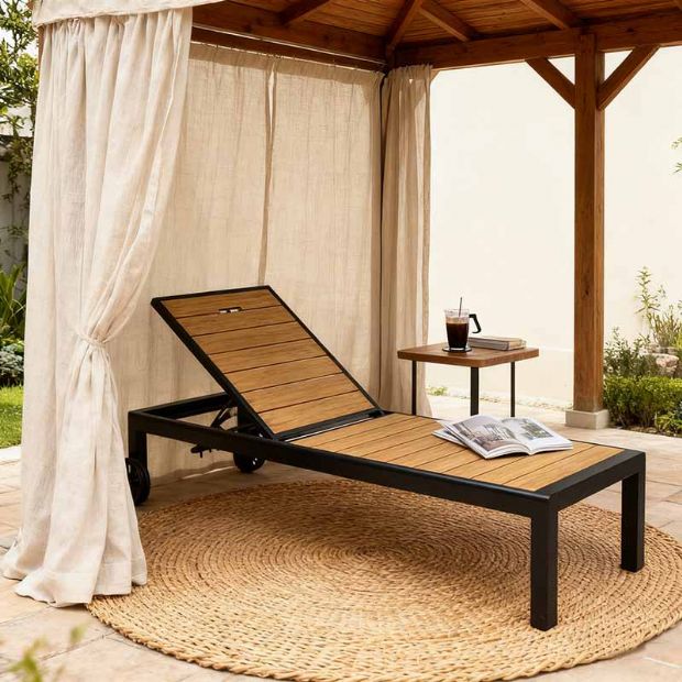 Aluminum Frame WPC Outdoor Sun Lounger - 11D25G