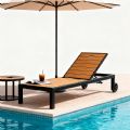 Aluminum Frame WPC Outdoor Sun Lounger - 11D25G