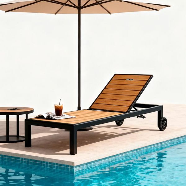 Aluminum Frame WPC Outdoor Sun Lounger - 11D25G