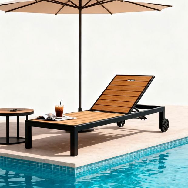 Aluminum Frame WPC Outdoor Sun Lounger - 11D25G