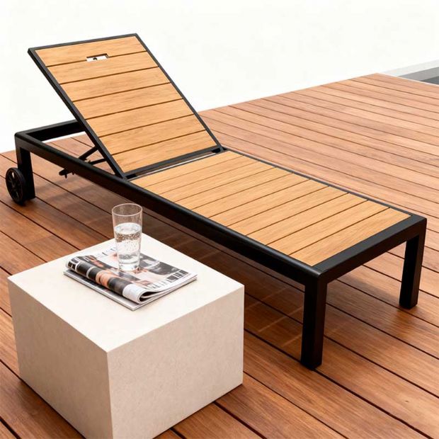 Aluminum Frame WPC Outdoor Sun Lounger - 11D25G