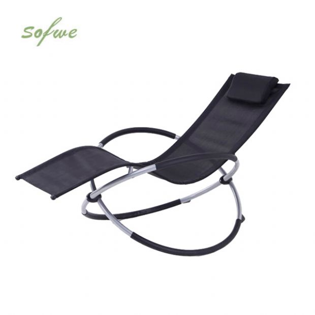 Wholesale Outdoor Rocking Sun Lounger with Adjustable Arch Metal Frame for Patio Poolside Furniture Supply - 11D25H