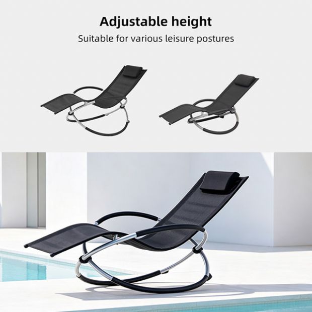 Wholesale Outdoor Rocking Sun Lounger with Adjustable Arch Metal Frame for Patio Poolside Furniture Supply - 11D25H