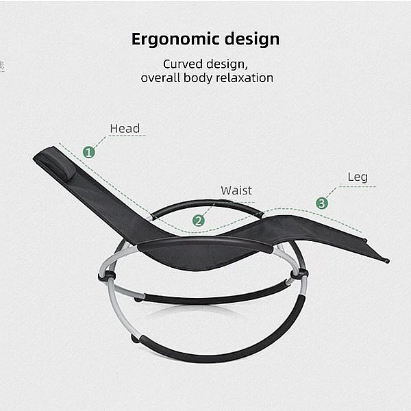Wholesale Outdoor Rocking Sun Lounger with Adjustable Arch Metal Frame for Patio Poolside Furniture Supply - 11D25H