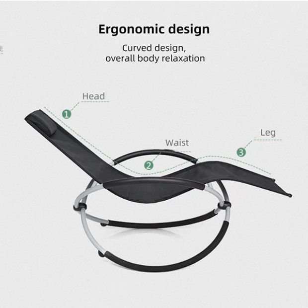 Wholesale Outdoor Rocking Sun Lounger with Adjustable Arch Metal Frame for Patio Poolside Furniture Supply - 11D25H