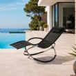 Wholesale Outdoor Rocking Sun Lounger with Adjustable Arch Metal Frame for Patio Poolside Furniture Supply - 11D25H