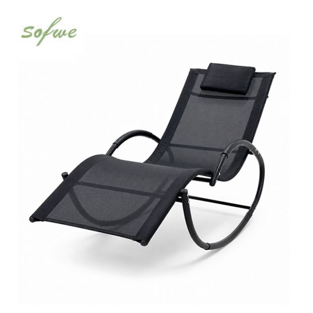Wholesale Outdoor Rocking Sun Lounger with Ergonomic Curved Mesh Seat for Poolside Patio Furniture Supply - 11D25J