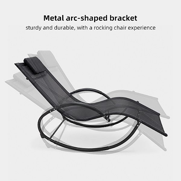 Wholesale Outdoor Rocking Sun Lounger with Ergonomic Curved Mesh Seat for Poolside Patio Furniture Supply - 11D25J