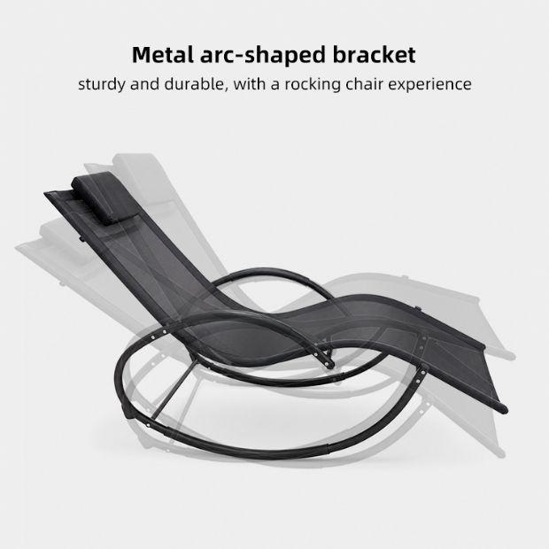 Wholesale Outdoor Rocking Sun Lounger with Ergonomic Curved Mesh Seat for Poolside Patio Furniture Supply - 11D25J