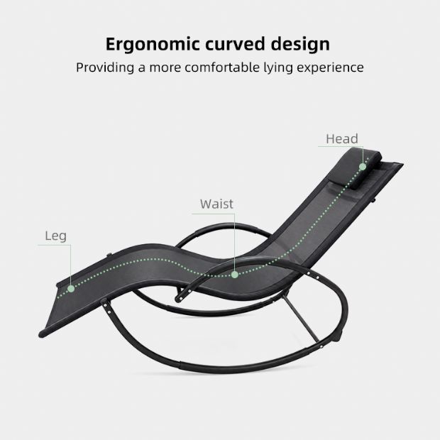 Wholesale Outdoor Rocking Sun Lounger with Ergonomic Curved Mesh Seat for Poolside Patio Furniture Supply - 11D25J