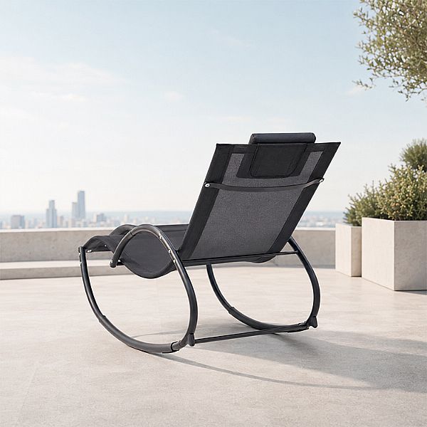 Wholesale Outdoor Rocking Sun Lounger with Ergonomic Curved Mesh Seat for Poolside Patio Furniture Supply - 11D25J