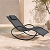 Wholesale Outdoor Rocking Sun Lounger with Ergonomic Curved Mesh Seat for Poolside Patio Furniture Supply - 11D25J