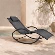 Wholesale Outdoor Rocking Sun Lounger with Ergonomic Curved Mesh Seat for Poolside Patio Furniture Supply - 11D25J