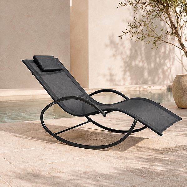Wholesale Outdoor Rocking Sun Lounger with Ergonomic Curved Mesh Seat for Poolside Patio Furniture Supply - 11D25J