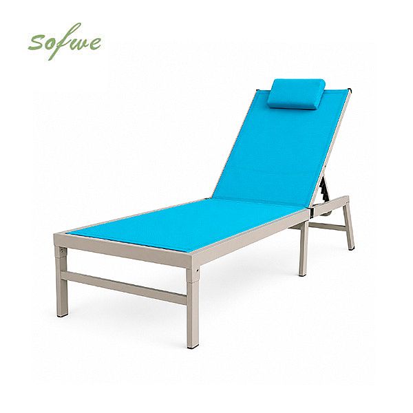 Wholesale Folding Outdoor Sun Lounger with Multi-Level Adjustable Backrest and Removable Headrest for Poolside Patio - 11D25K
