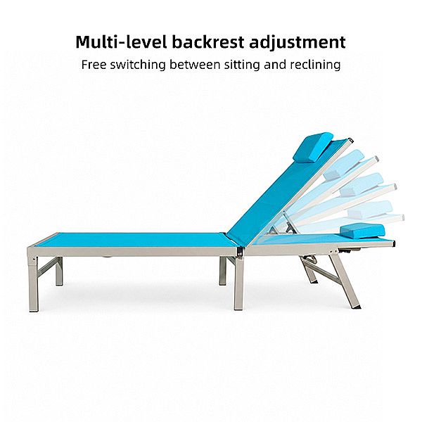 Wholesale Folding Outdoor Sun Lounger with Multi-Level Adjustable Backrest and Removable Headrest for Poolside Patio - 11D25K